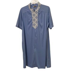 JCPenney Vintage 1960s Blue Nylon Robe House Coat Womens Size Medium